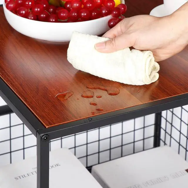 Alt view image 4 of 7 - Side Tables Set of 2, End Table w/Wire Storage Basket, Small Fridge Stands Coffee Tables Nightstands for Living Room Bedroom