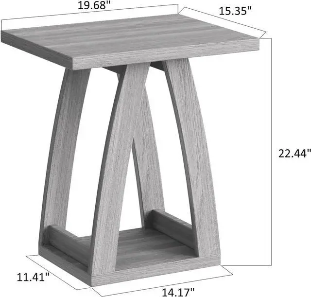 Alt view image 3 of 7 - End Tables Living Room, Side Table Beside Sofa, Nightstand for Bedroom, Couch Side Table with Shelf, Modern End Table for Living Room, Grey End Table Set of 2