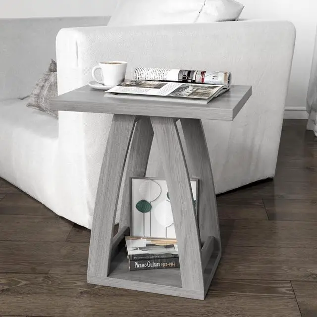Alt view image 5 of 7 - End Tables Living Room, Side Table Beside Sofa, Nightstand for Bedroom, Couch Side Table with Shelf, Modern End Table for Living Room, Grey End Table Set of 2