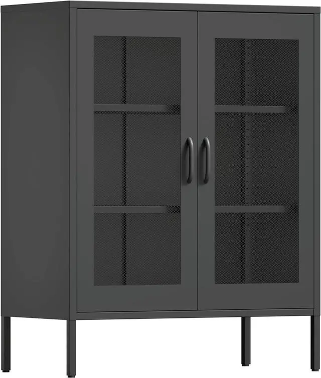 Main image of COFaR Metal Coffee Bar, Sideboard Buffet Cabinet, 40'' H Kitchen Storage with Adjustable Shelf, for Pantry, Kitchen, Bar, Dining Room, Entryway(Black, 40")
