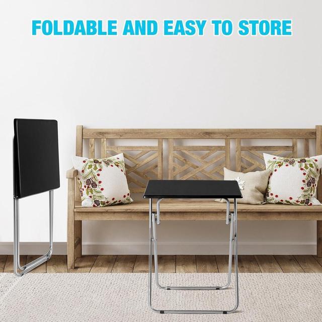 Alt view image 5 of 7 - Geetery 2 Pack Folding TV Tray Tables No Assembly Required 18.9 x 15 x 26 in Dinner Table Foldable Snack End Table for Bed Couch Eating Living Room Bedroom(Black)