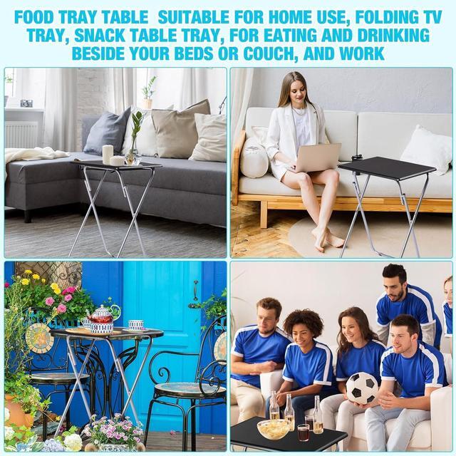 Alt view image 7 of 7 - Geetery 2 Pack Folding TV Tray Tables No Assembly Required 18.9 x 15 x 26 in Dinner Table Foldable Snack End Table for Bed Couch Eating Living Room Bedroom(Black)