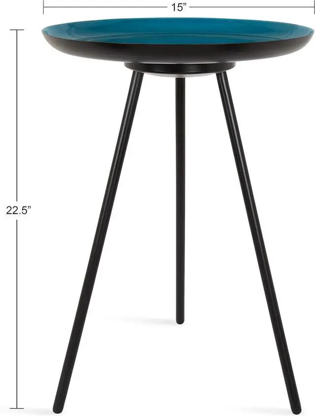Alt view image 3 of 5 - Kate and Laurel Laranya Modern Side Table, 15" x 15" x 22.5", Teal and Black, Chic Minimalist End Table