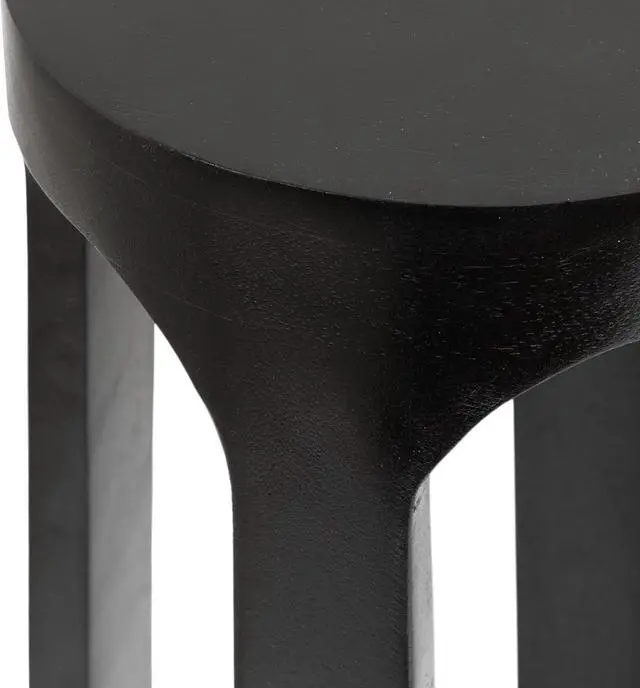 Alt view image 7 of 7 - Kate and Laurel Dahl Modern Wooden Round Drink Table; 8 x 23; Black; Transitional Circle Wood Accent Pedestal Table for Living Room Plant Stand or Small Bedroom Nightstand