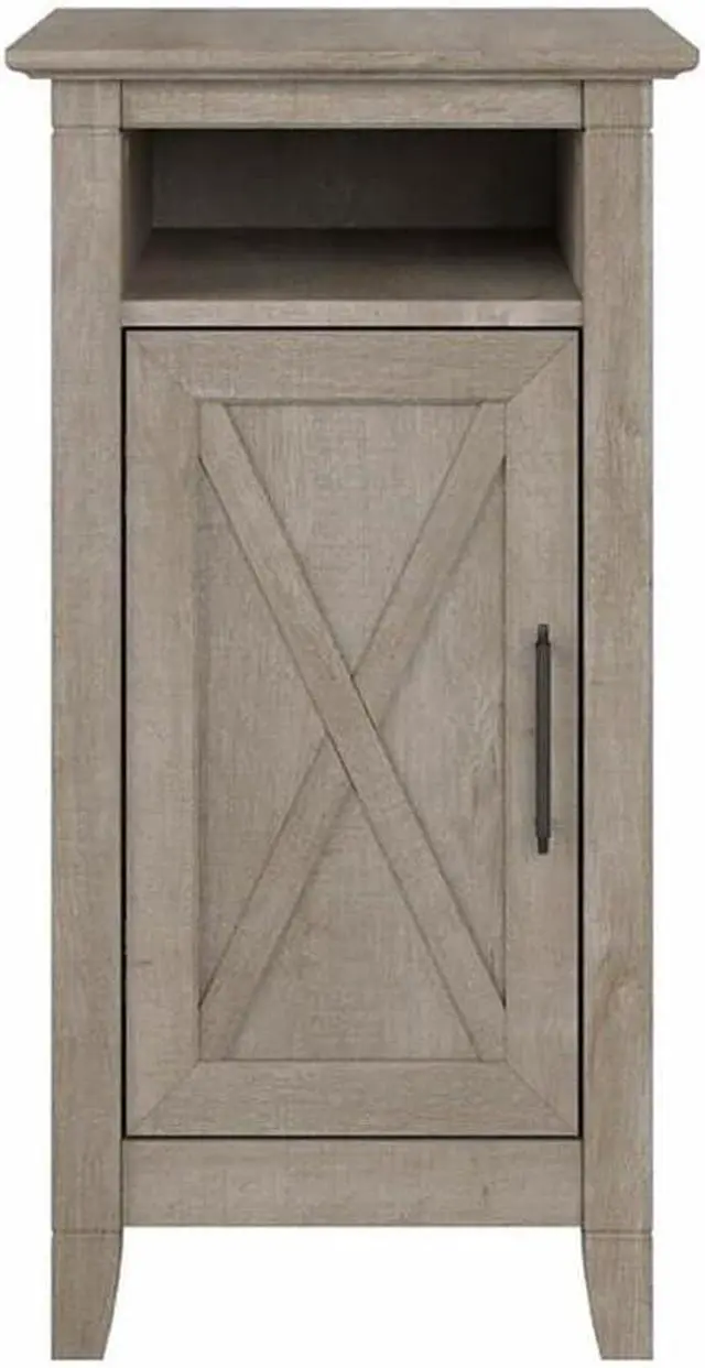 Alt view image 4 of 7 - Bush Furniture Key West End Table with Door in Washed Gray, Compact Home Organizer, Storage Solution for Living Room or Bedroom