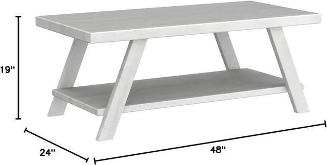 Alt view image 3 of 6 - Roundhill Furniture Athens Contemporary Wood Shelf Coffee Table, White