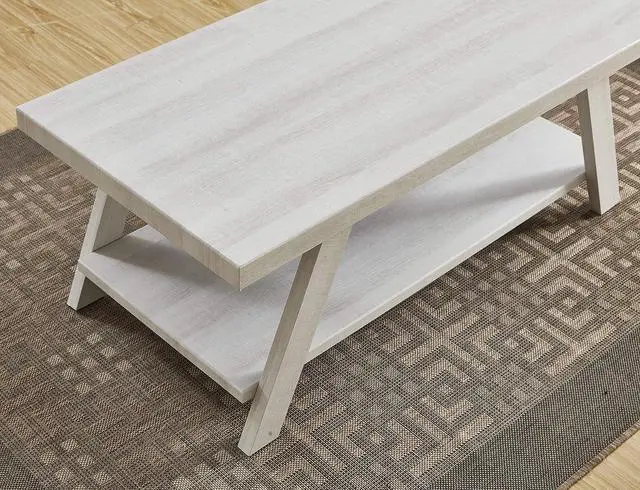 Alt view image 5 of 6 - Roundhill Furniture Athens Contemporary Wood Shelf Coffee Table, White