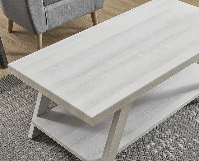 Alt view image 6 of 6 - Roundhill Furniture Athens Contemporary Wood Shelf Coffee Table, White