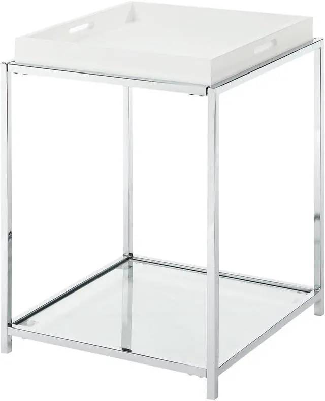 Main image of Convenience Concepts Palm Beach End Table with Shelf and Removable Trays, White