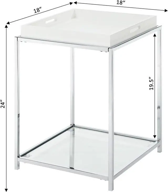 Alt view image 3 of 7 - Convenience Concepts Palm Beach End Table with Shelf and Removable Trays, White
