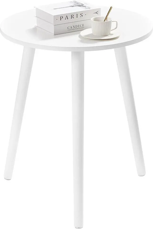 Main image of Apicizon Small Round Side Tables End Table Bedroom, White Nightstand Bedside Table for Living Room, Coffee Table with White Wood Legs, 16.5 x 20.5 Inches
