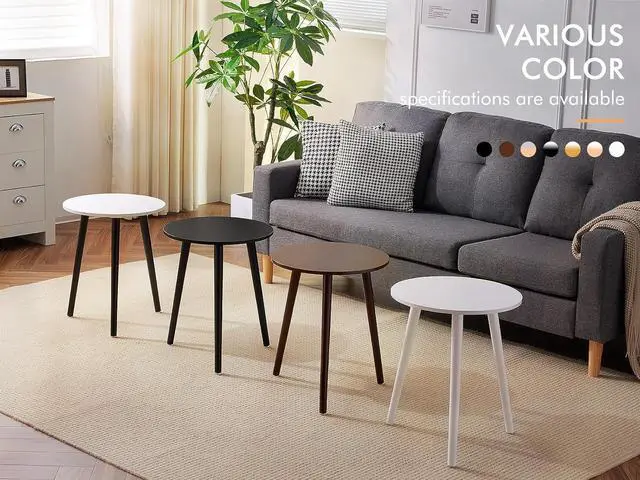 Alt view image 7 of 7 - Apicizon Small Round Side Tables End Table Bedroom, White Nightstand Bedside Table for Living Room, Coffee Table with White Wood Legs, 16.5 x 20.5 Inches