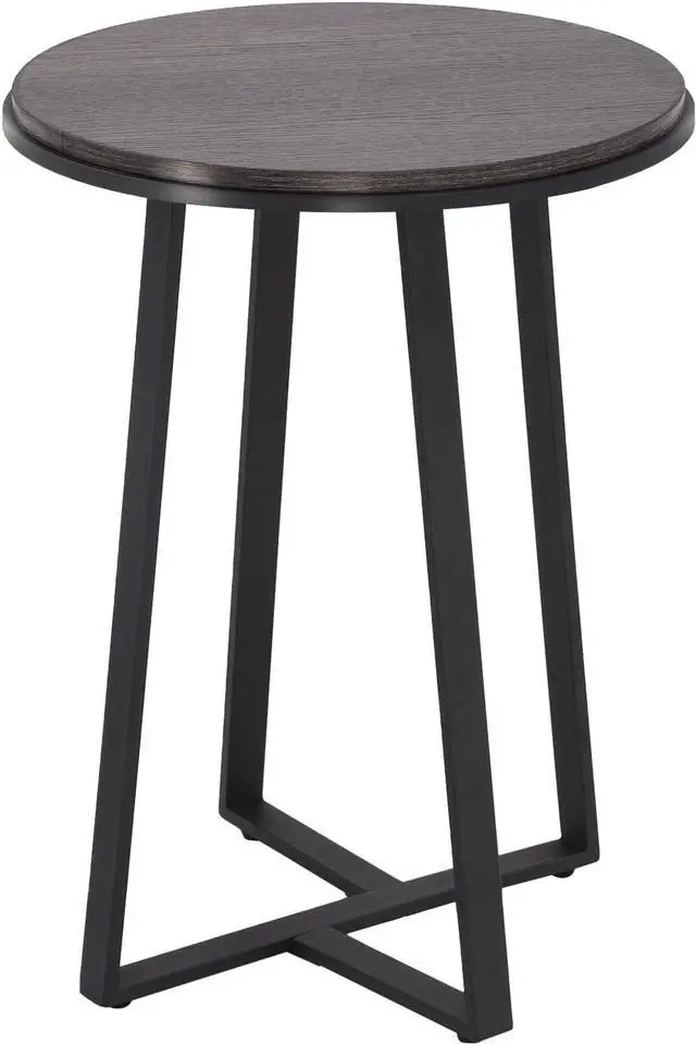 Alt view image 7 of 7 - Round End Table, Small Side Table Grey Color MDF Top, Metal Frame Black, Tall End Side Table for Bed Room, Coffee Tea End Table for Living Room(Round Grey)