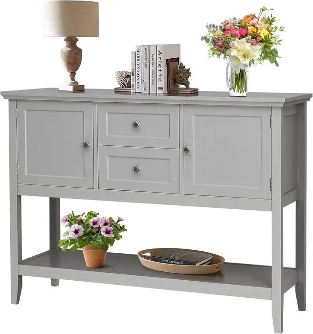 Main image of PETSITE Sideboard Buffet Cabinet with Storage, Drawers & Open Shelf, Wood Accent Cupboard Console Table for Home Kitchen, Living Room, Hallway