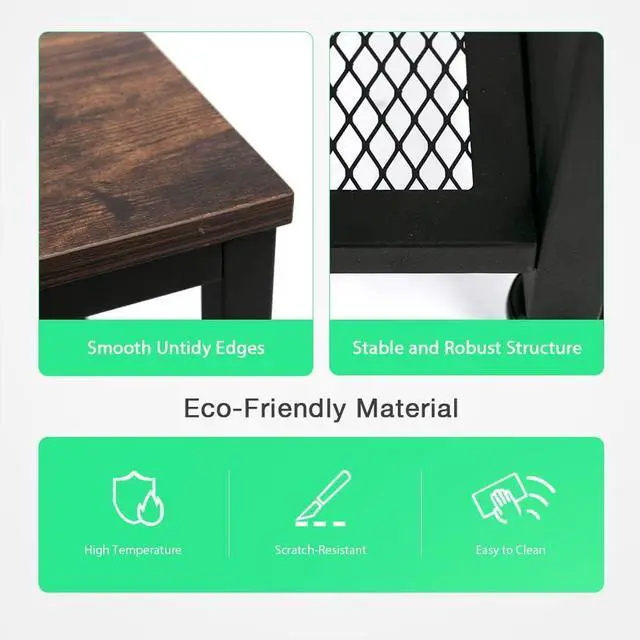 Alt view image 5 of 7 - AZL1 Life Concept Industrial End 2-Tier Side Table with Storage Shelf Sturdy Easy Assembly Wood Look Accent Furniture with Metal Frame