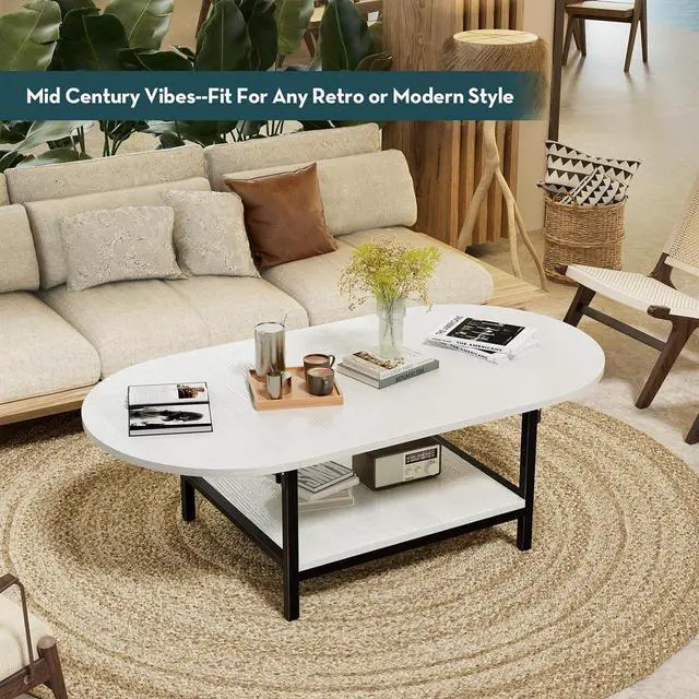 Alt view image 5 of 7 - SAYGOER Modern Coffee Table White Extended Coffee Tables with Storage for Living Room 2-Tier Unique Center Table with Two Foldable Panel for Any Large or Small Space, All White