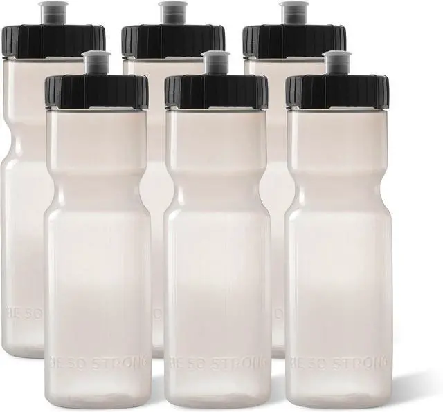 Main image of 50 Strong Sports Water Bottles  Reusable 22 oz BPA-Free Plastic Bottles with Pull Top Cap  Made in USA  Top Rack Dishwasher Safe  Fits Most Bike Cages Brand