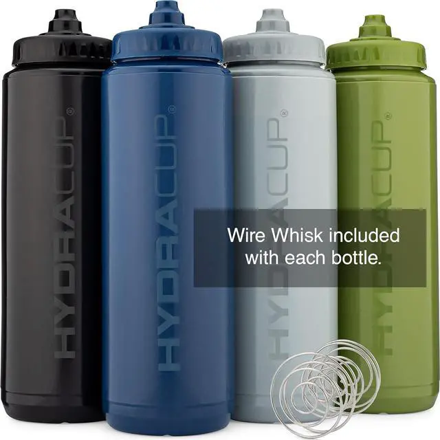 Alt view image 2 of 7 - Hydra Cup Sport [4 Pack] 32 oz Squeeze Water Bottles, Fast Flow Sports Water Bottle with Ball Blender Whisk, Bike & Cycling Water Bottle, Travel To Go, BPA Free (Dark Colors)