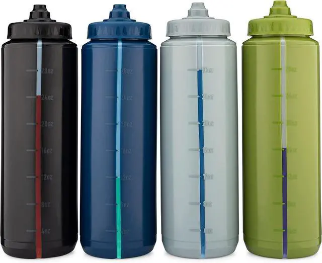 Alt view image 3 of 7 - Hydra Cup Sport [4 Pack] 32 oz Squeeze Water Bottles, Fast Flow Sports Water Bottle with Ball Blender Whisk, Bike & Cycling Water Bottle, Travel To Go, BPA Free (Dark Colors)