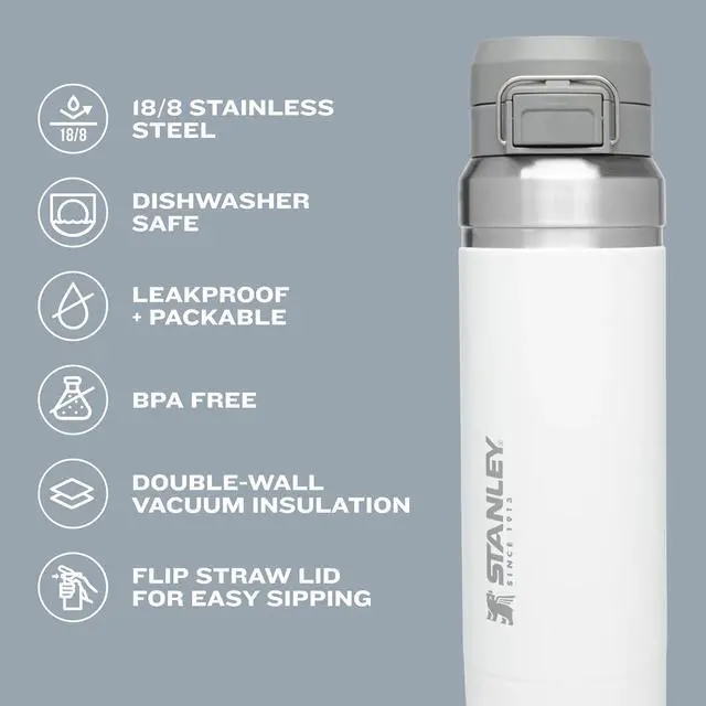 Alt view image 4 of 7 - Stanley Quick Flip GO Water Bottle 24 oz | Push Button Lid | Leakproof and Packable for Travel and Sports | Insulated Stainless Steel | BPA-Free | Rose Quartz