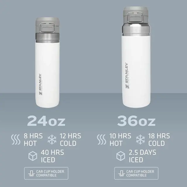 Alt view image 5 of 7 - Stanley Quick Flip GO Water Bottle 24 oz | Push Button Lid | Leakproof and Packable for Travel and Sports | Insulated Stainless Steel | BPA-Free | Rose Quartz