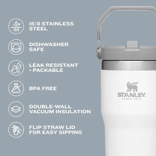 Alt view image 3 of 6 - Stanley IceFlow Stainless Steel Tumbler - Vacuum Insulated Water Bottle for Home, Office or Car Reusable Cup with Straw Leak Resistant Flip Cold for 12 Hours or Iced for 2 Days, Azure, 30 OZ / 0.89 L
