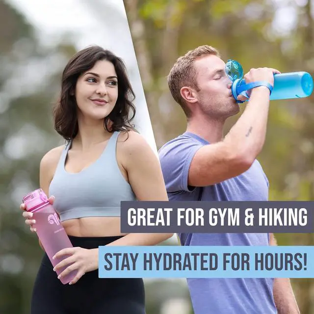 Alt view image 2 of 6 - Embrava Sports Water Bottle - 32oz Large - Fast Flow Quick Sip Lid - BPA & BPS Free - Leakproof, Flip Top - Lightweight & Sturdy Tritan Plastic - Strainer for Fruit & Ice
