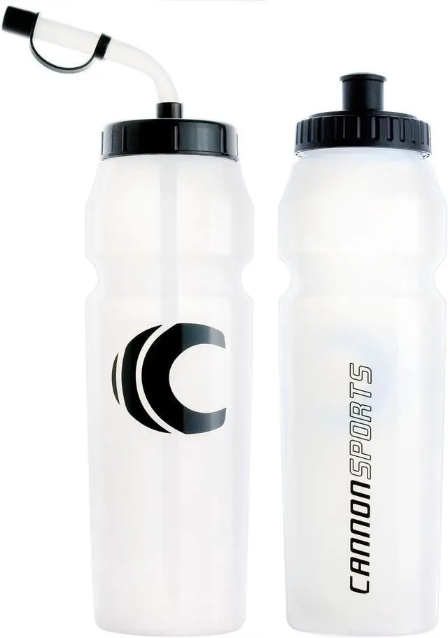 Alt view image 2 of 4 - Cannon Sports 1 Liter Sports Water Bottle, BPA-Free, 34 Oz Capacity, Large Mouth, 2 lids (Straw and Squeeze), Great For Helmet Sports Such As Hockey, Lacrosse, Football, Boxing (2 Pack) (Clear)