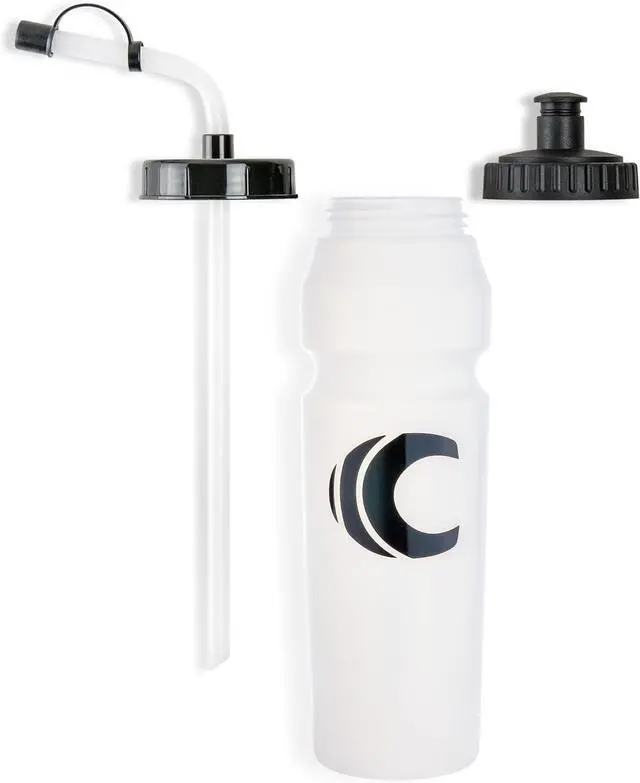 Alt view image 3 of 4 - Cannon Sports 1 Liter Sports Water Bottle, BPA-Free, 34 Oz Capacity, Large Mouth, 2 lids (Straw and Squeeze), Great For Helmet Sports Such As Hockey, Lacrosse, Football, Boxing (2 Pack) (Clear)