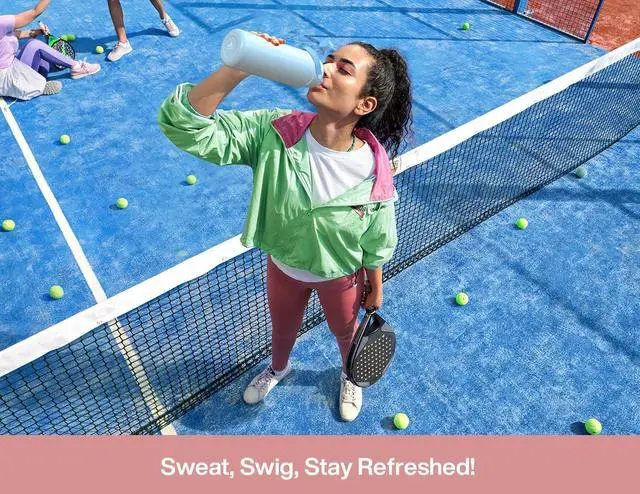 Alt view image 7 of 7 - 40 oz Insulated Water Bottle with 2-in-1 Straw and Spout Lid, Keep Cold 24H, Leak-Proof, BPA-Free, Double Wall Stainless Steel Water Bottle for Sports, Gym, Travel, and School (Cotton Candy)