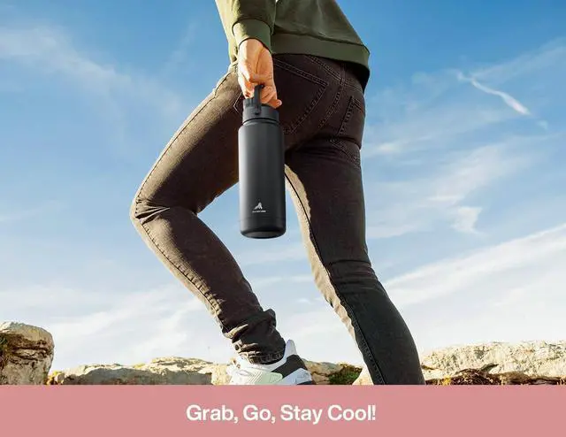 Alt view image 2 of 7 - 40 oz Insulated Water Bottle with 2-in-1 Straw and Spout Lid, Keep Cold 24H, Leak-Proof, BPA-Free, Double Wall Stainless Steel Water Bottle for Sports, Gym, Travel, and School (Cotton Candy)