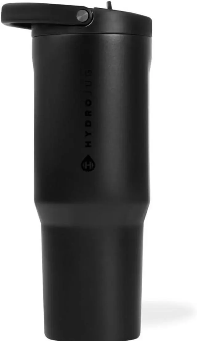 Main image of HydroJug Sport - Stainless Steel Tumbler with Straw, Vacuum Insulated, 32oz Leakproof Water Bottle, Ergonomic Design, Reusable, Dishwasher Safe, Rubber Base, Durable for Gym or Outdoors, Black