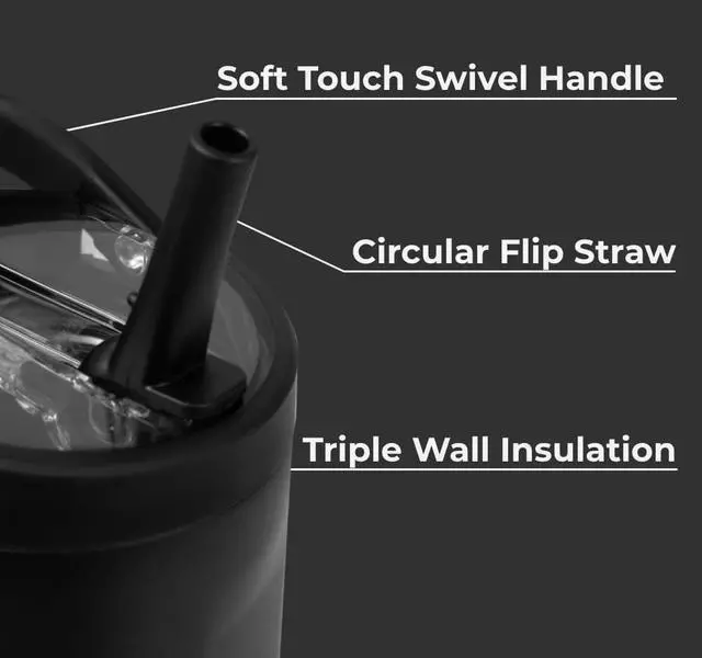 Alt view image 3 of 6 - HydroJug Sport - Stainless Steel Tumbler with Straw, Vacuum Insulated, 32oz Leakproof Water Bottle, Ergonomic Design, Reusable, Dishwasher Safe, Rubber Base, Durable for Gym or Outdoors, Black