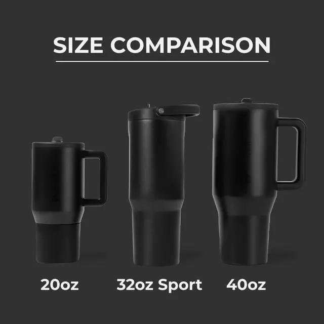 Alt view image 4 of 6 - HydroJug Sport - Stainless Steel Tumbler with Straw, Vacuum Insulated, 32oz Leakproof Water Bottle, Ergonomic Design, Reusable, Dishwasher Safe, Rubber Base, Durable for Gym or Outdoors, Black