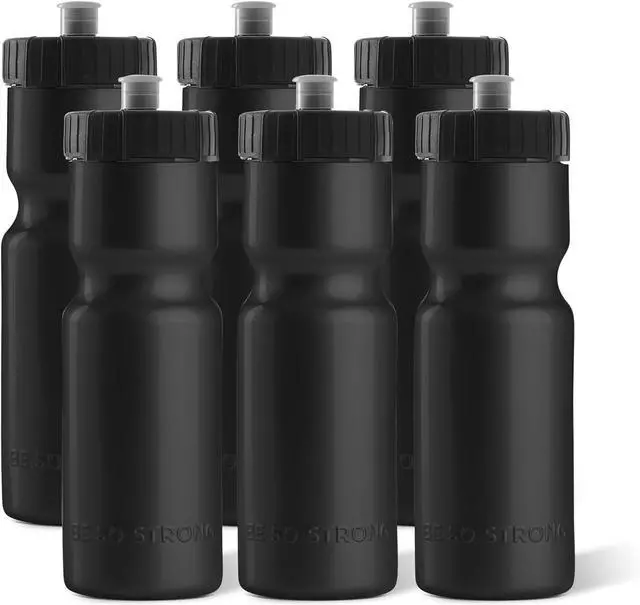 Main image of 50 Strong Sports Water Bottles  Reusable 22 oz BPA-Free Plastic Bottles with Pull Top Cap  Made in USA  Top Rack Dishwasher Safe  Fits Most Bike Cages Brand