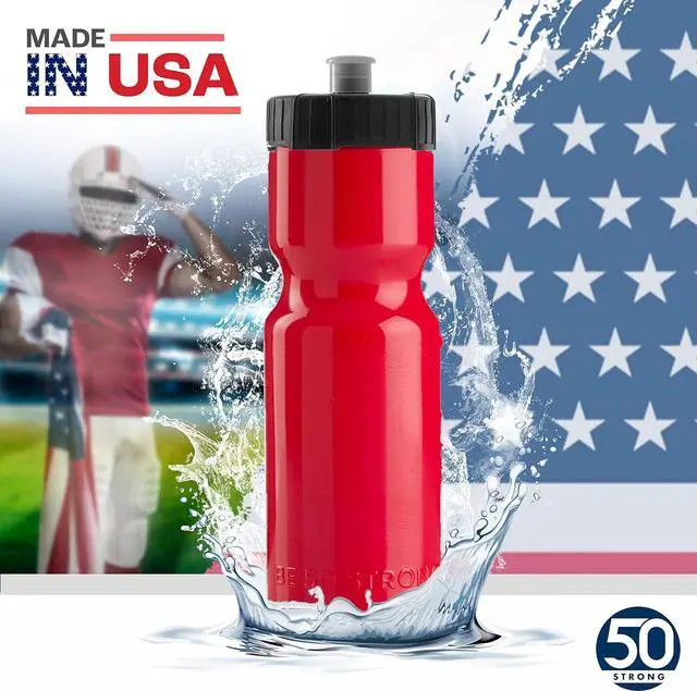Alt view image 5 of 7 - 50 Strong Bulk Water Bottles | 24 Pack Sports Bottle | 22 oz. BPA-Free Easy Open with Pull Top Cap | Made in USA | Reusable Plastic Water Bottles for Adults & Kids | Top Rack Dishwasher Safe