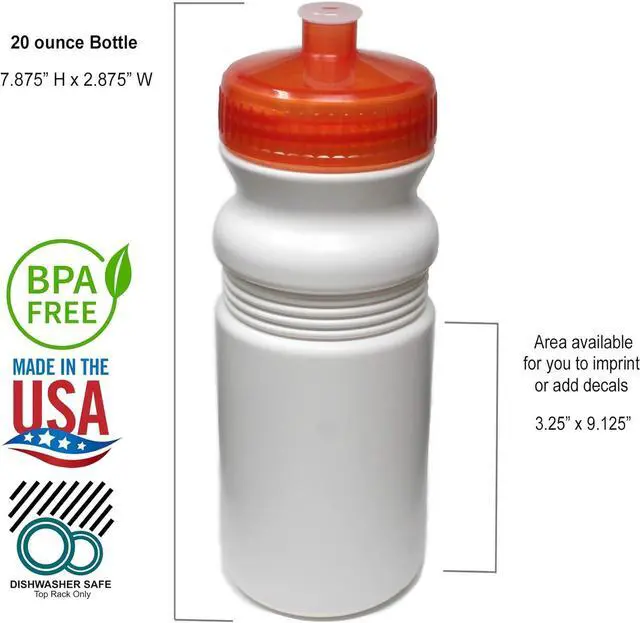 Alt view image 2 of 7 - Rolling Sands 20 Ounce Sports Water Bottles 6 Pack, BPA-Free, Made In USA, Dishwasher Safe, Clear Frost Bottles/Rainbow Lids
