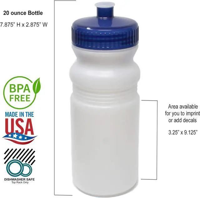 Alt view image 2 of 7 - Rolling Sands 20 Ounce Sports Water Bottles 24 Pack, BPA-Free, Made in USA, Dishwasher Safe, Clear Frost Bottles/Variety
