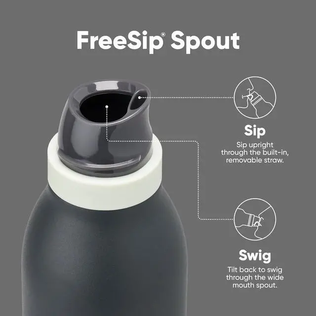 Alt view image 4 of 6 - Owala FreeSip Twist Insulated Stainless Steel Water Bottle with Straw for Sports and Travel, BPA-Free, 24-oz, Blue/Grey (Foggy Tide)