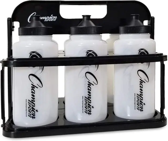Main image of Champion Sports Plastic Water Bottle Set, Quart, Black