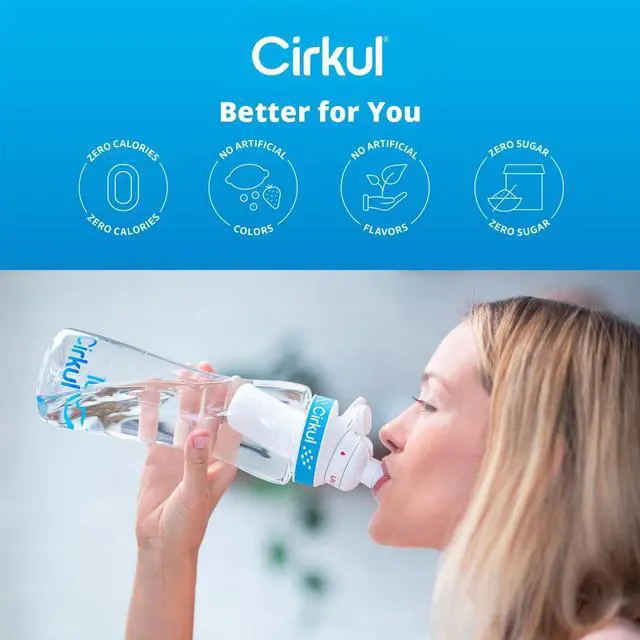 Alt view image 4 of 6 - Cirkul 22oz. BPA-Free Plastic Water Bottle Starter Kit with Blue Lid, 2 Flavor Cartridges (1 LifeSip Fruit Punch, 1 FitSip Mixed Berry) Zero Calories and No Sugar