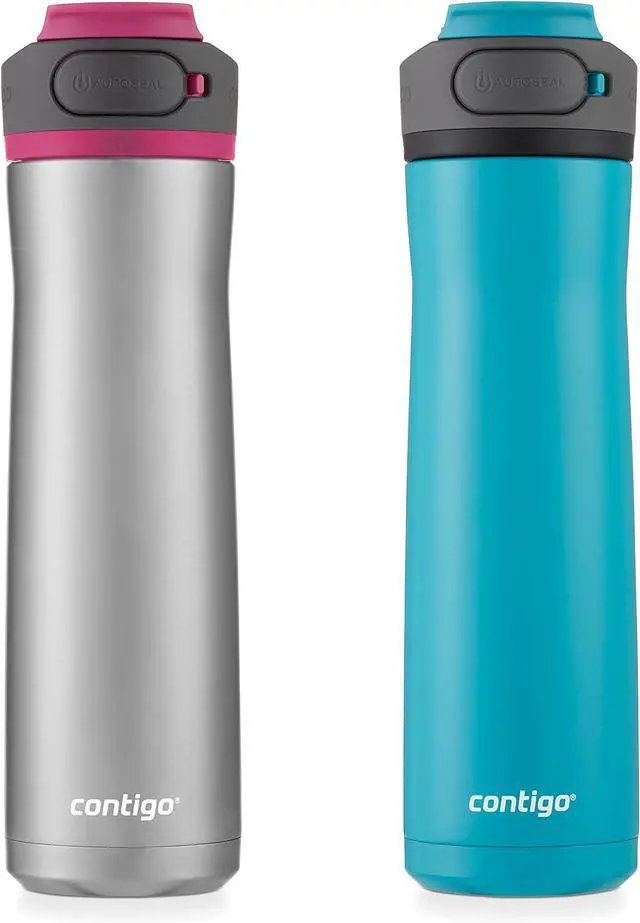 Alt view image 5 of 7 - Contigo Cortland Chill 2.0 Vacuum-Insulated Stainless Steel Water Bottle Spill-Proof Lid Preserves Temperature for Hours 24oz 2-Pack Juniper & Dragonfruit Ideal for Travel and Daily Use