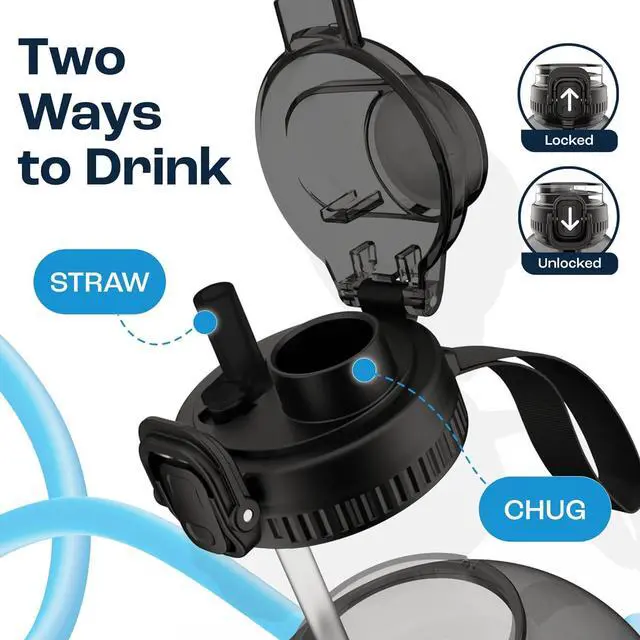 Alt view image 3 of 7 - AQUAFIT 1 Gallon Water Bottle with Time Marker - BPA Free 128 oz Water Bottle with Straw, Gym Water Bottle with Handle, 1 Gallon Water Jug, Big Water Bottle, Large Water Bottle (Gray)