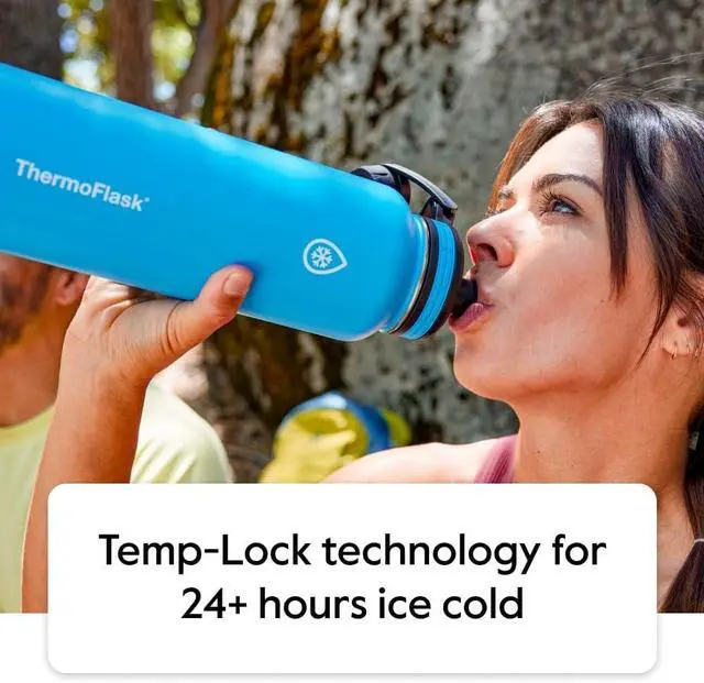 Alt view image 3 of 7 - ThermoFlask Kids Bottle with Straw Lid - Durable & Dishwasher-Safe Water Bottles & Lids - Leak-Proof Bottle Lid Design - Reusable Water Bottles for Everyday Use - 16 oz, Red/Blue (2 Pack)