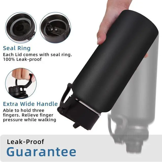 Alt view image 6 of 7 - Volhoply 32oz Insulated Water Bottles Bulk 8 Pack with Straw Lid & Spout Lid,Stainless Steel Sports Water Bottle,Double Wall Vacuum Cups,Leakproof Wide Mouth Metal Flask for Hiking,Camping(Black,8)