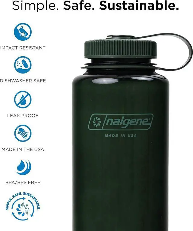 Alt view image 2 of 7 - Nalgene Wide Mouth Water Bottle, Spring Green, Tritan Material, Loop Top