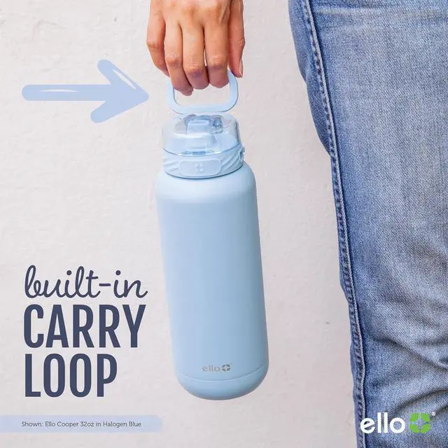 Alt view image 5 of 7 - Ello Cooper 32oz Stainless Steel Water Bottle with Straw and Carry Handle, Double Walled and Vacuum Insulated Metal, Leak Proof Locking Lid with Soft Silicone Spout, Reusable, BPA Free, Yucca