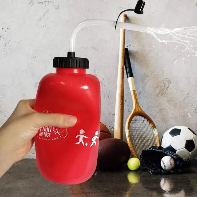 Alt view image 3 of 6 - Hockey Water Bottles with Long Straw, Fit for Football Lacrosse Gym Sport, Plastic Squeezable Leakproof BPA Free, No Strange Smell, Easy to Clean, 1 Liter 32 oz (3 Straw Caps) (red)