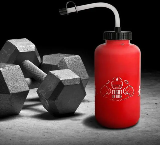 Alt view image 5 of 6 - Hockey Water Bottles with Long Straw, Fit for Football Lacrosse Gym Sport, Plastic Squeezable Leakproof BPA Free, No Strange Smell, Easy to Clean, 1 Liter 32 oz (3 Straw Caps) (red)