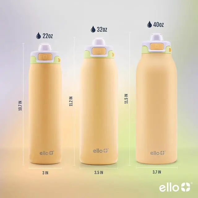 Alt view image 6 of 7 - Ello Pop & Fill Stainless Steel Water Bottle with Quick Fill Technology, Double Walled Vacuum Insulated Metal, Leak Proof Locking Lid, Sip & Chug, BPA Free, Holiday Gift for Him Her, 22oz, 32oz, 40oz